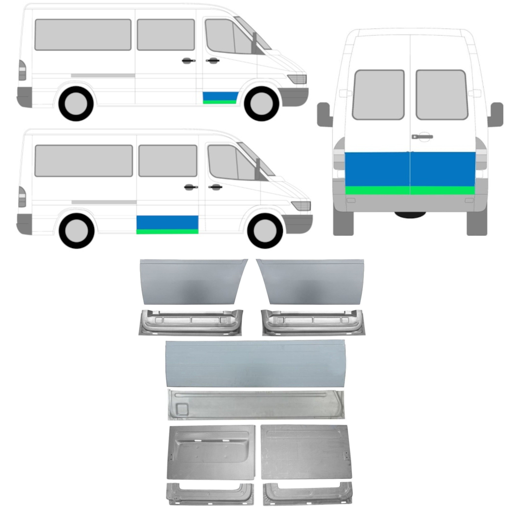 Panneau De Réparation Des Portes Intérieur + Extérieur Pour Mercedes Sprinter 1995-2006 / Ensemble 11321