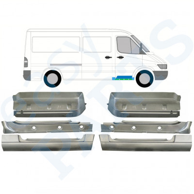 MERCEDES SPRINTER 1995-2006 MARCHEPIED DE PORTE AVANT + AILE PANNEAU DE RÉPARATION + RÉPARATION DU SEUIL INTÉRIEUR / SET / DROIT + GAUCHE