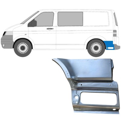 Panneau de réparation arc d'aile arrière, partie inférieure derrière la roue pour Volkswagen Transporter T5 2003-2015 / Gauche 16263