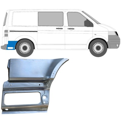 Panneau de réparation arc d'aile arrière, partie inférieure derrière la roue pour Volkswagen Transporter T5 2003-2015 / Droite 16262