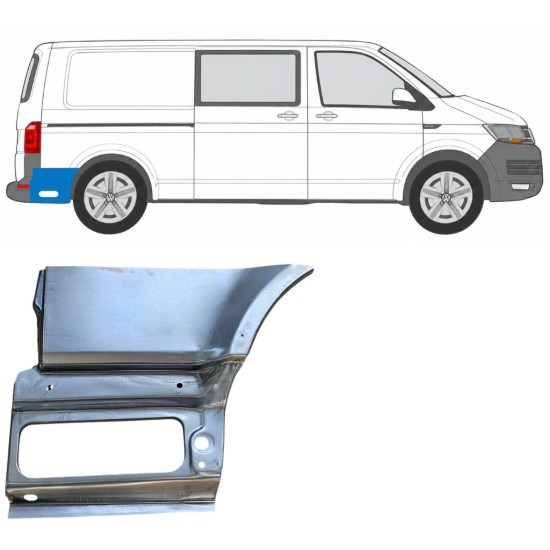 Panneau de réparation arc d'aile arrière, partie inférieure derrière la roue pour Volkswagen Transporter T6 2015-2024 / Droite 17200