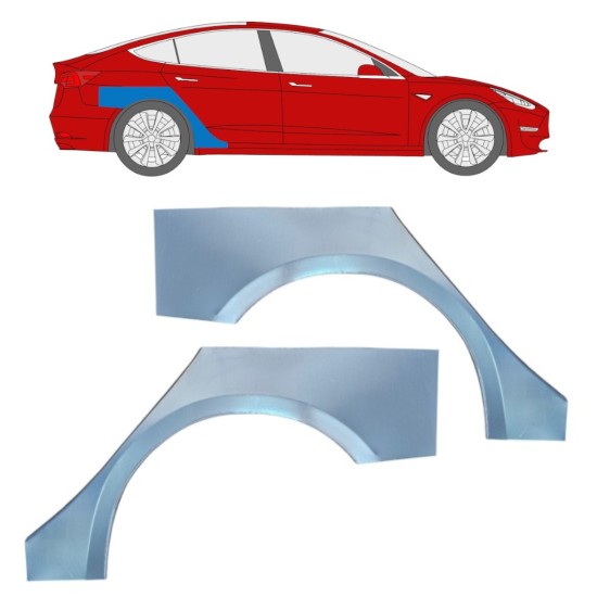 Panneau de réparation arc d'aile arrière pour Tesla Model 3 2017-2023 / Gauche+Droit / Ensemble 16375