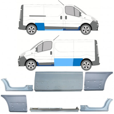 RENAULT TRAFIC OPEL VIVARO 2001-2014 EMPATTEMENT LONG PANNEAU DE RÉPARATION / SET / GAUCHE + DROIT