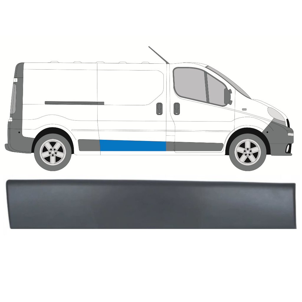 Moulure Centrale Sur Porte Latérale Pour Renault Trafic 2001-2014 / Droite 8203