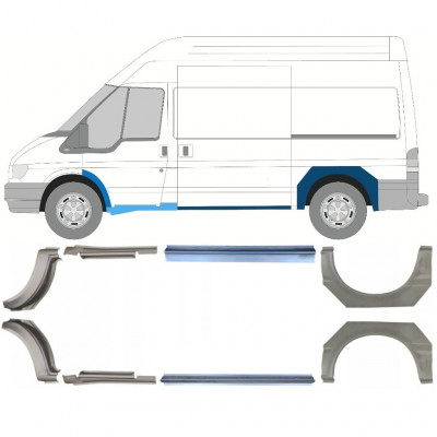 FORD TRANSIT 2000-2013 EMPATTEMENT MOYEN PASSAGE DE ROUE ARRIÈRE + RÉPARATION DU SEUIL / DROIT + GAUCHE / SET