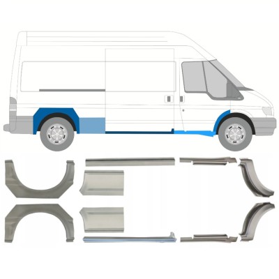 Réparation bas de caisse + passage de roue arrière pour Ford Transit 2000-2013 / Gauche+Droit / Ensemble 10640