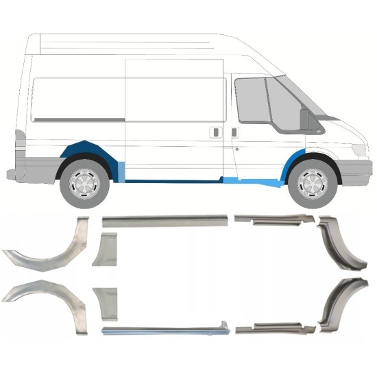 Réparation bas de caisse + passage de roue arrière pour Ford Transit 2000-2013 / MWB / Gauche+Droit / Ensemble 10637