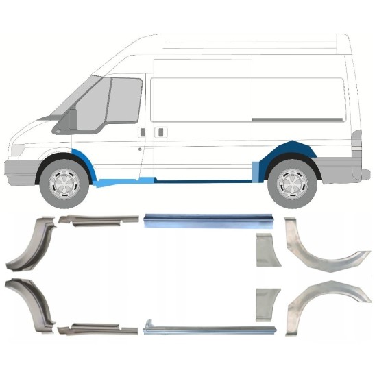 Réparation bas de caisse + passage de roue arrière pour Ford Transit 2000-2013  / MWB / Ensemble 12676