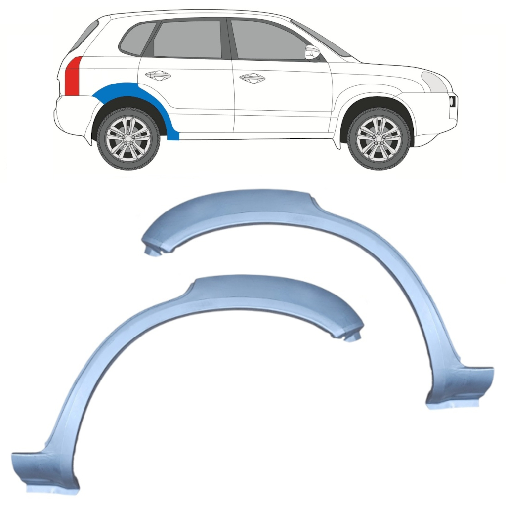 Panneau De Réparation Arc D'aile Arrière Pour Hyundai Tucson 2004-2010 / Gauche+Droit / Ensemble 10013