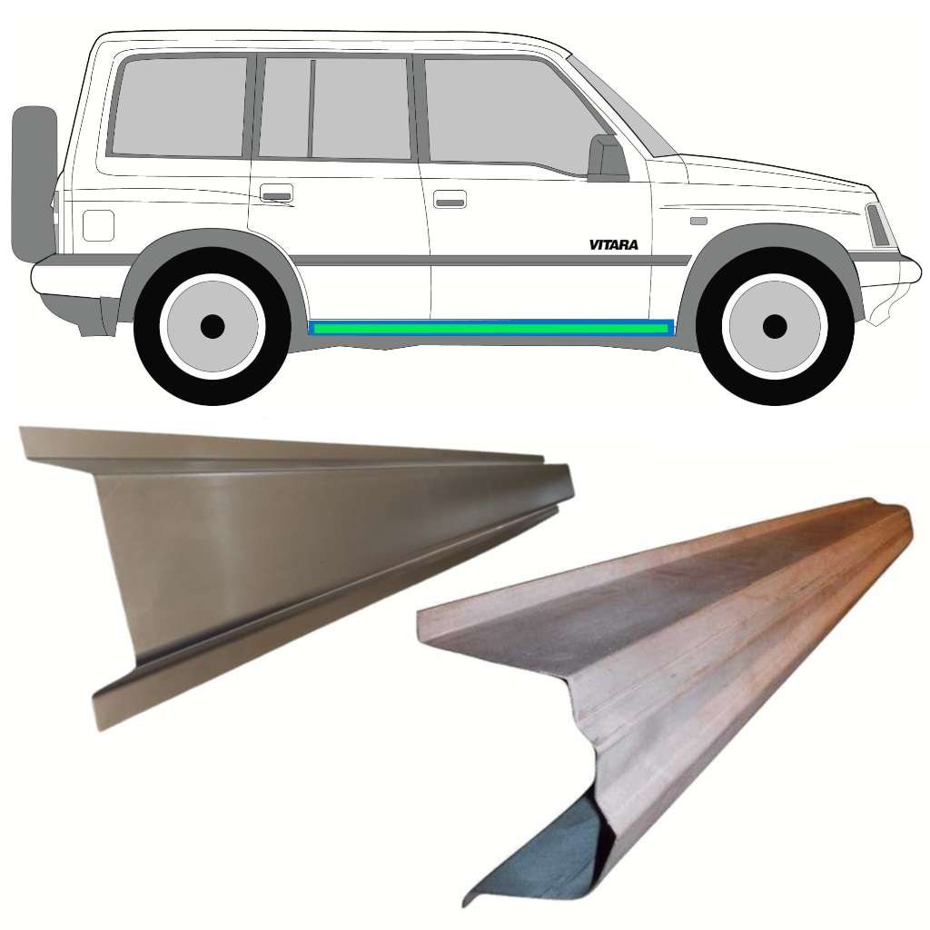 Réparation Bas De Caisse Intérieur + Extérieur Pour Suzuki Vitara 1988-1998 / Gauche = Droite (Symétrique) / Ensemble 8596