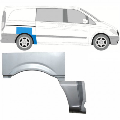 Panneau de réparation arc d'aile arrière pour Mercedes Vito 2003-2010 / SWB / Droite / Ensemble 9277