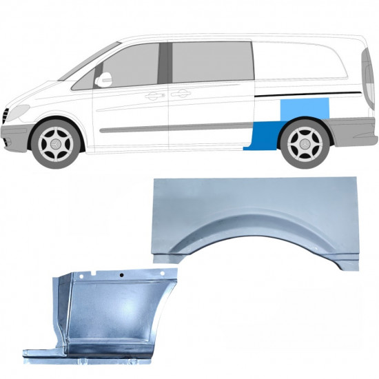 Panneau de réparation arc d'aile arrière pour Mercedes Vito 2003- / LWB / Gauche / Ensemble 11865