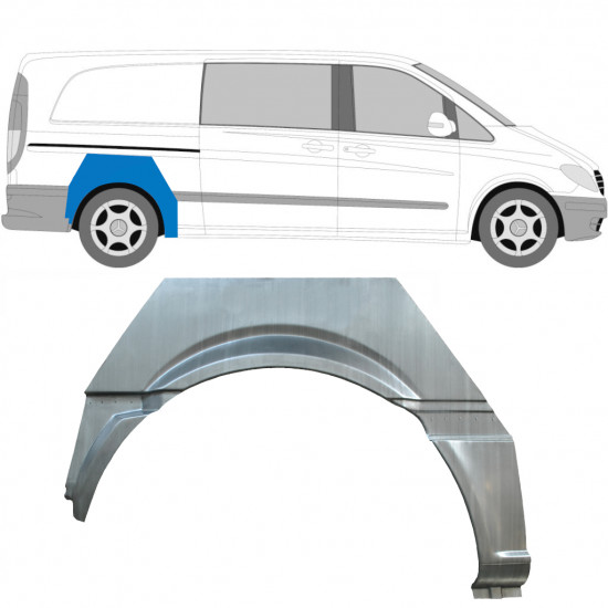 Panneau de réparation arc d'aile arrière pour Mercedes Vito W639 2003-2014 / Droite 12914