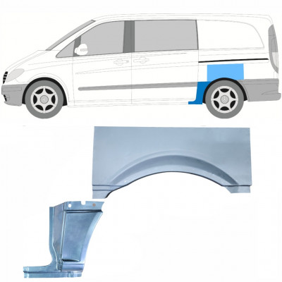 Panneau de réparation arc d'aile arrière pour Mercedes Vito 2003- / SWB / Gauche / Ensemble 11867