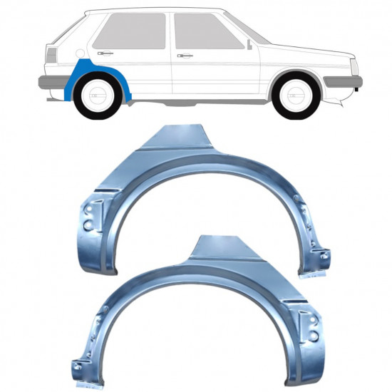 Panneau de réparation arc d'aile arrière pour VW Golf 2 1982- / Gauche+Droit / Ensemble 9679