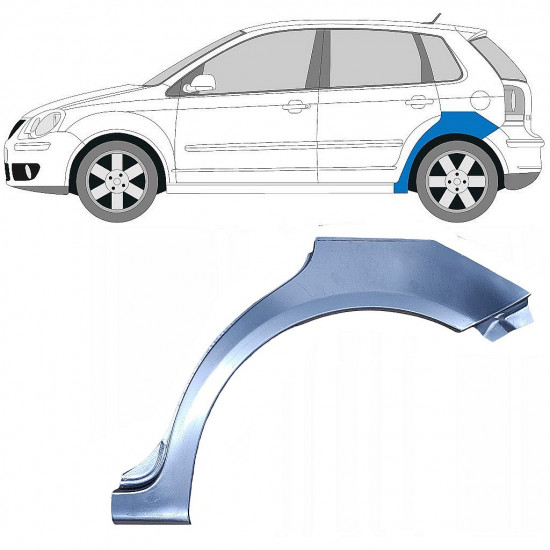 Panneau de réparation arc d'aile arrière pour VW Polo 2001-2009 / Gauche 5102