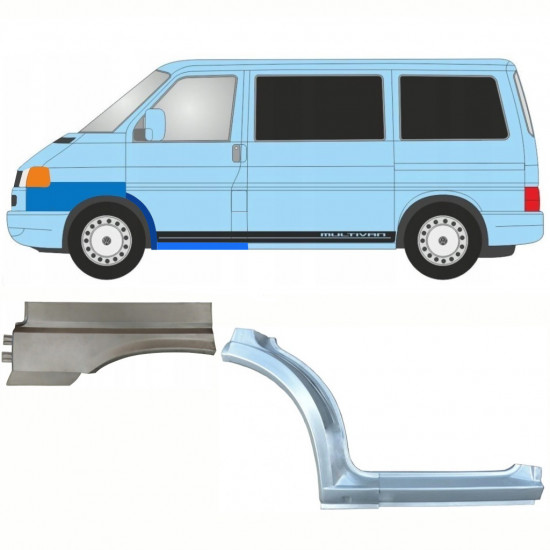 Réparation bas de caisse + passage de roue avant + aile avant pour VW Transporter T4 Caravelle 1996- / Gauche / Ensemble 10044