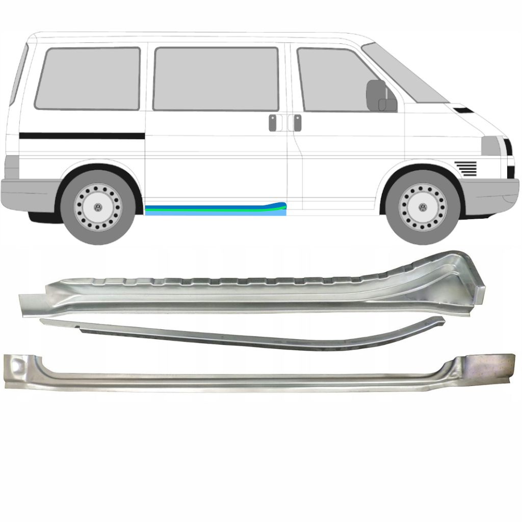 Réparation Bas De Caisse De Sur Porte Latérale Pour Vw Transporter T4 1990-2003 / Droite / Ensemble 10289